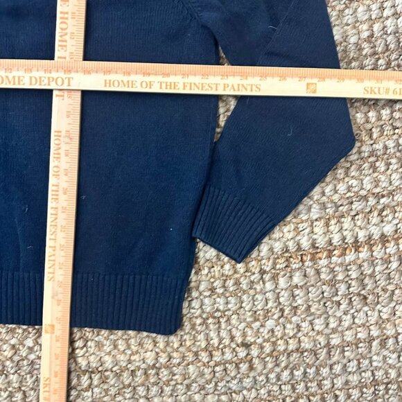 Eddie Bauer Navy Chunky Sweater Henley Fishermen’s Knit XL 1/4 Button Mock - Picture 5 of 6